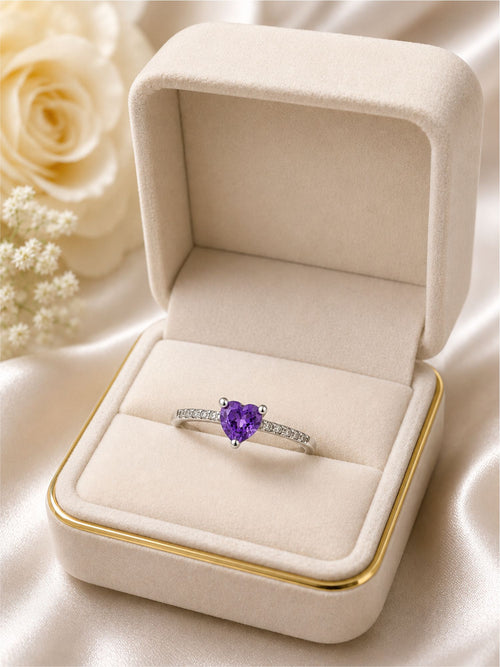 Anillo de Promesa Corazón Amatista