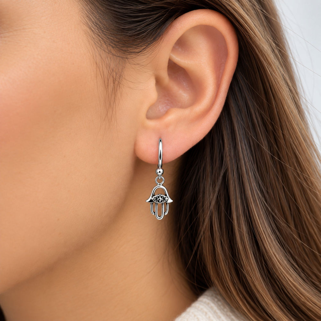 Aretes Colgantes Hamsa Protectora