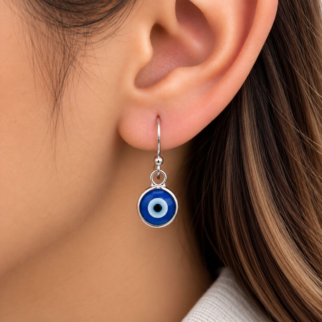 Aretes Colgantes Ojo Turco Azul