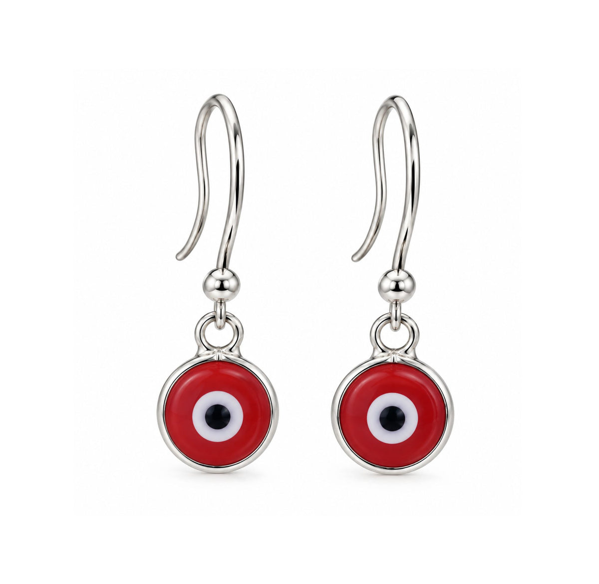 Aretes Colgantes Ojo Turco Rojo