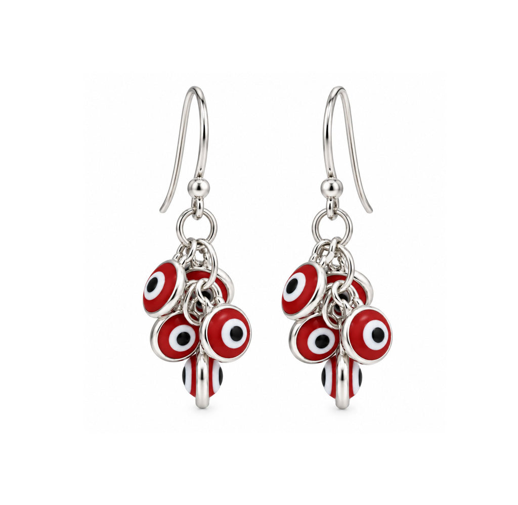 Aretes Colgantes Ojo Turco Rojo