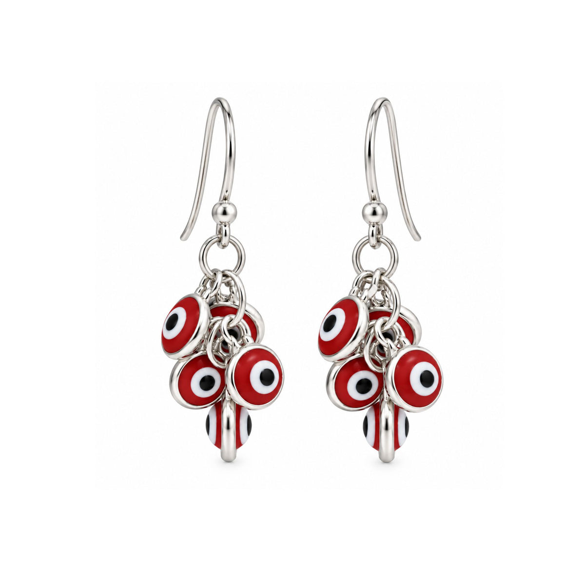Aretes Colgantes Ojo Turco Rojo