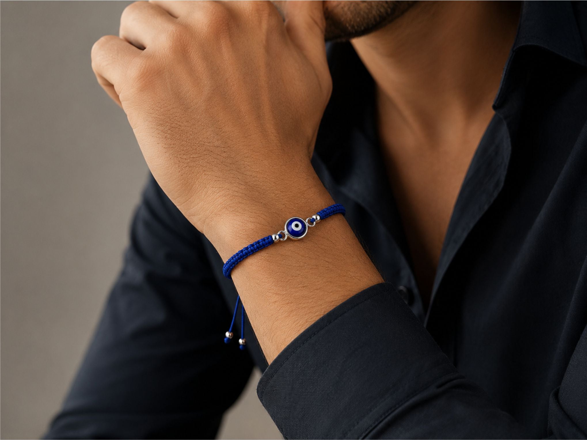 Pulsera Tejida Ojo Turco Azul
