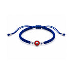 Pulsera Tejida Azul con Ojo Turco Rojo
