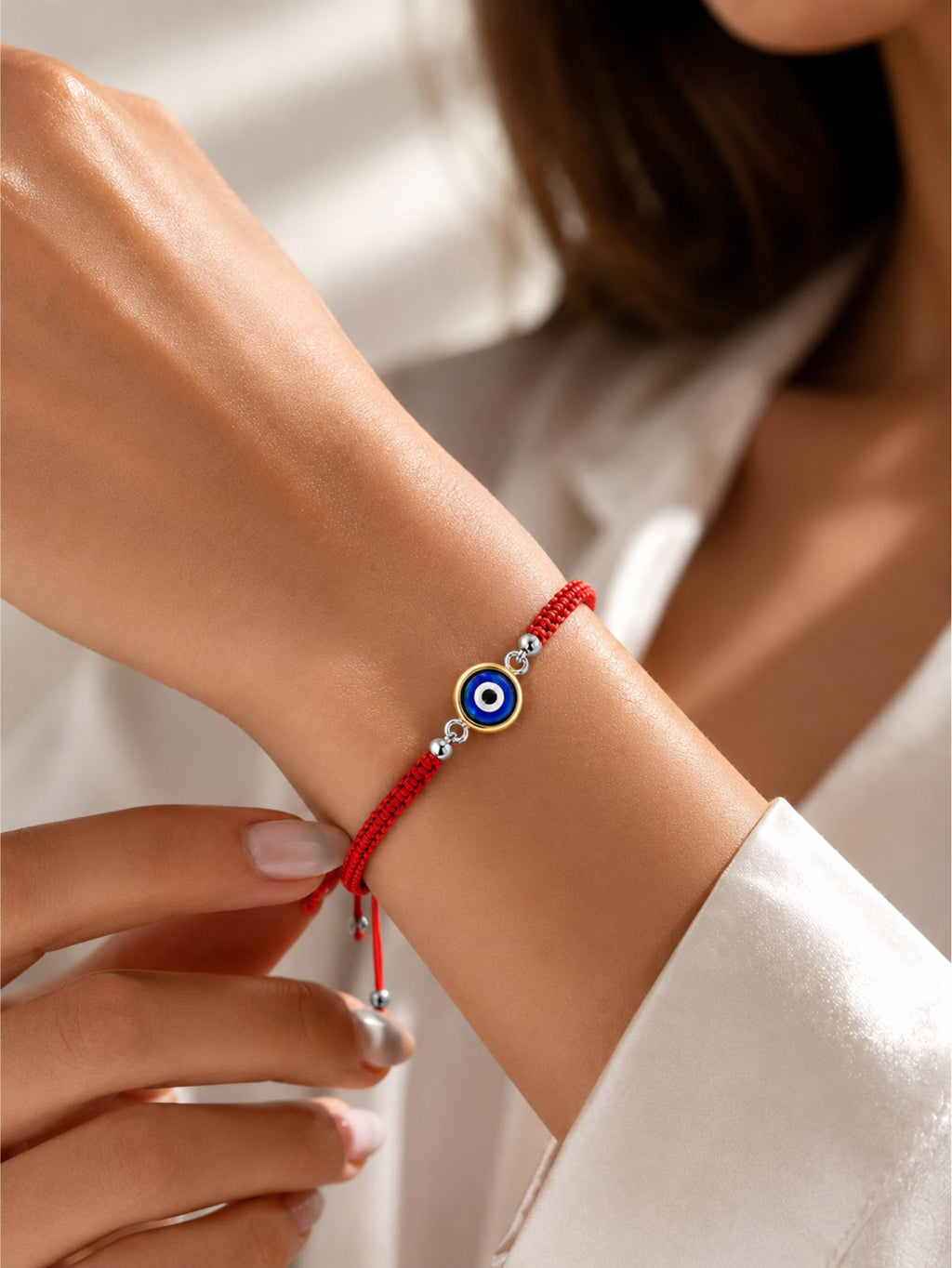 Pulsera Tejida Ojo Turco Azul Gold