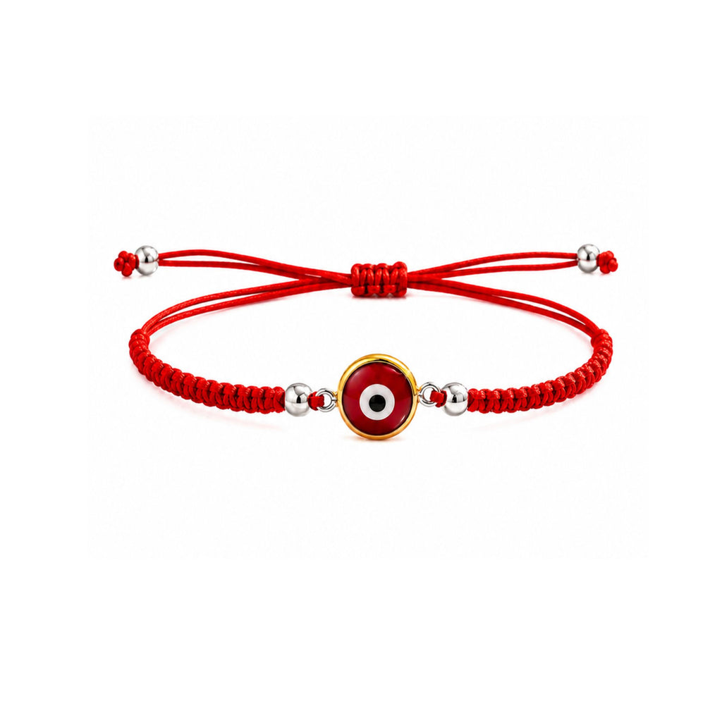 Pulsera Tejida Ojo Turco Rojo Gold