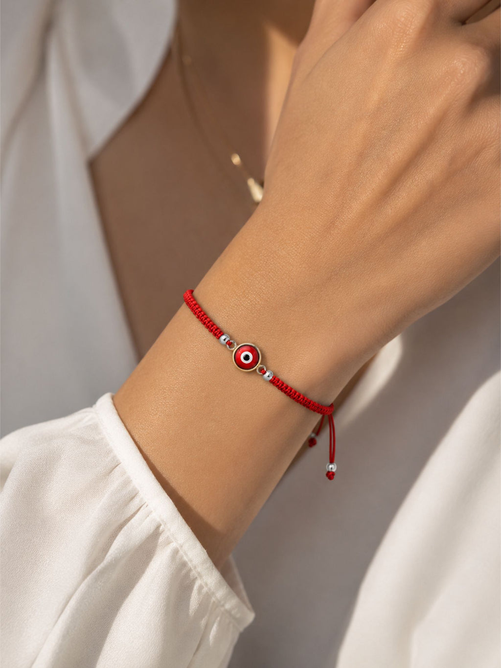 Pulsera Tejida Ojo Turco Rojo Gold