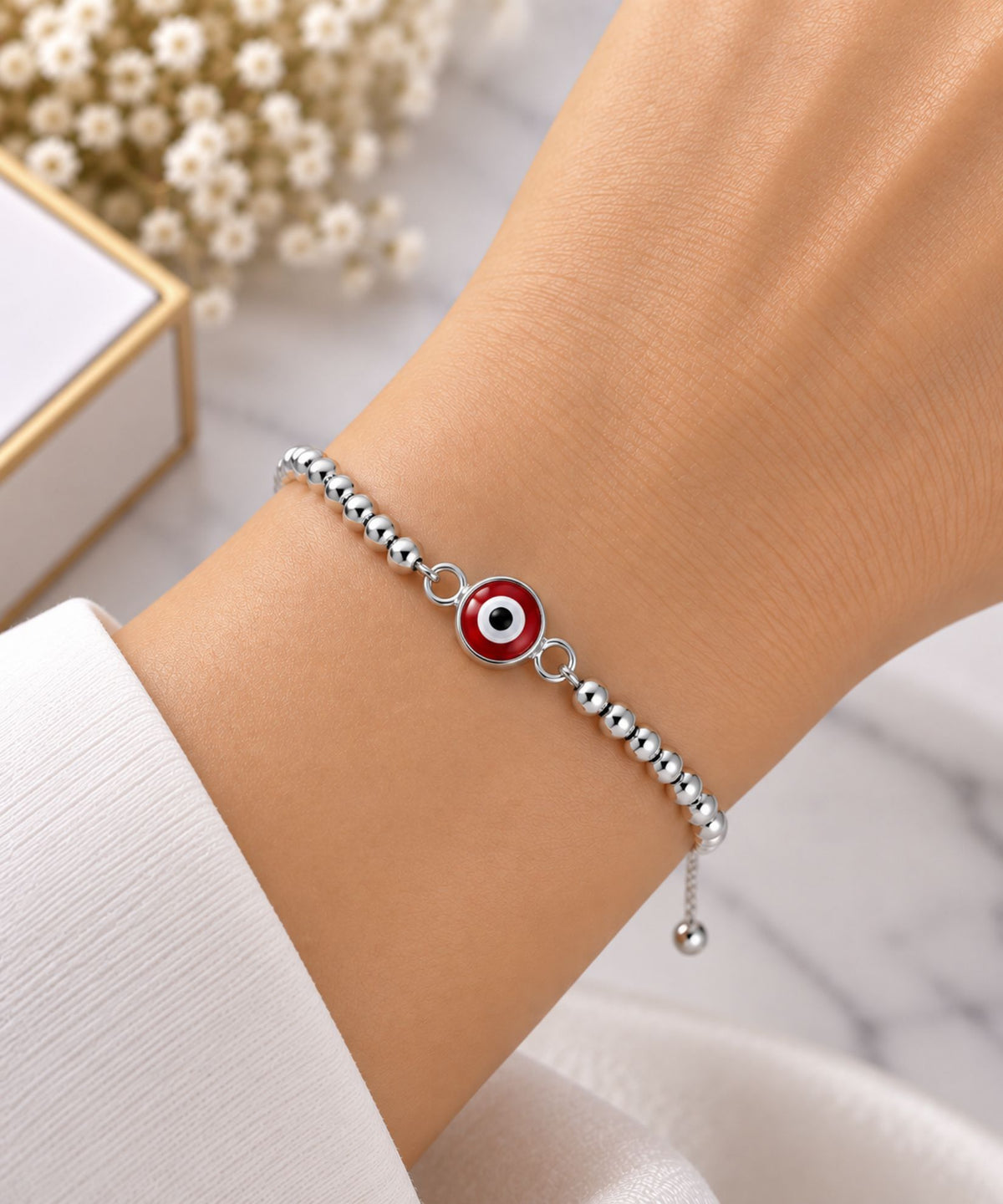 Pulsera Regulable Ojo Turco Rojo