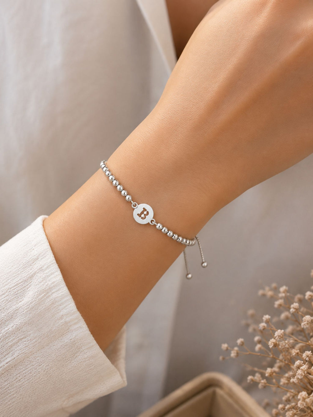 Pulsera Regulable Inicial Personalizada Letra B