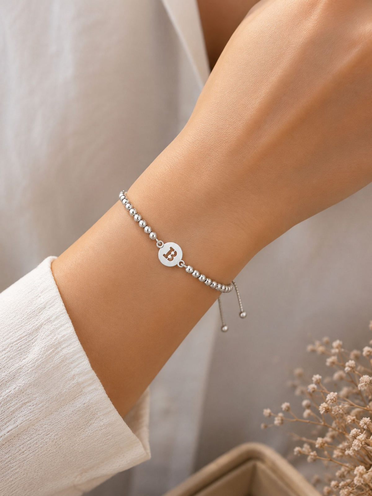Pulsera Regulable Inicial Personalizada Letra B