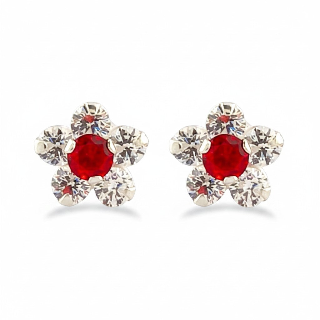 Arete Reversible Roseta Punto Rubí